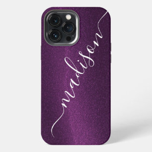 Purple Glitter Shimmer Custom Personalised Name iPhone 13 Pro Max Case