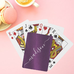 Purple Glitter Shimmer Custom Personalised Name Playing Cards