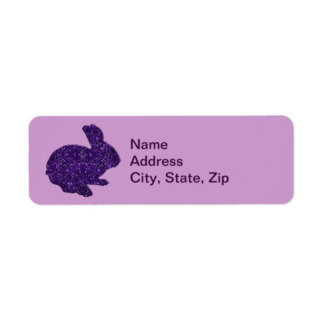 Purple Glitter Silhouette Bunny Address Labels (Front)