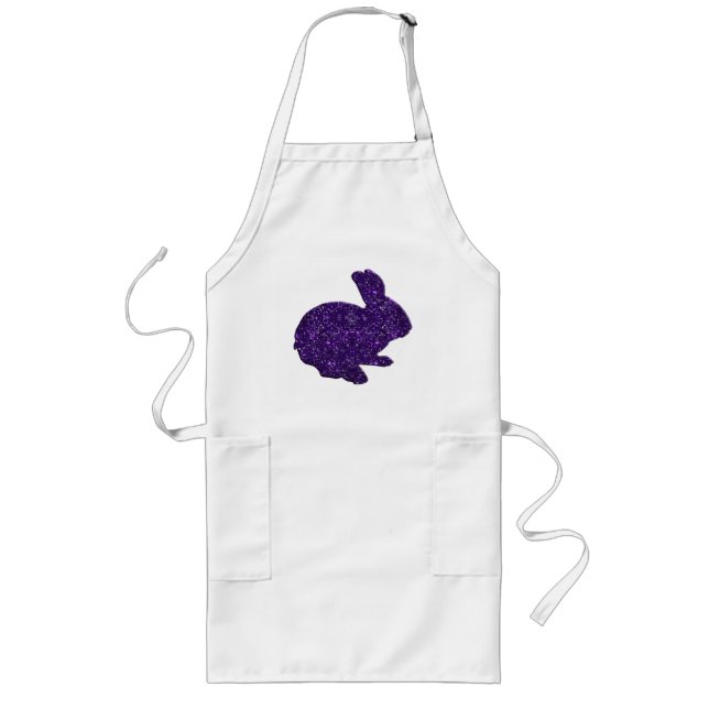 Purple Glitter Silhouette Easter Bunny Apron (Front)