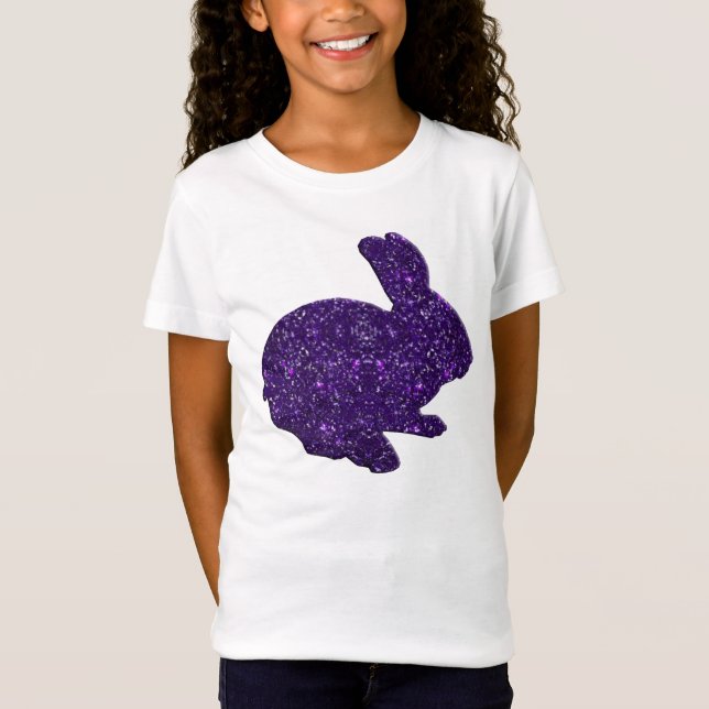 Purple Glitter Silhouette Easter Bunny Shirt (Front)