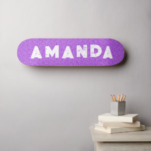 Purple Glitter skateboard grunge personalised name