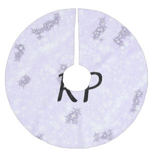 Purple glitter sparkle art add your initial letter brushed polyester tree skirt