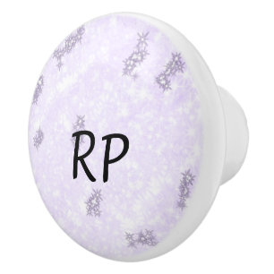 Purple glitter sparkle art add your initial letter ceramic knob