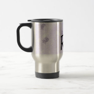 Purple glitter sparkle art add your initial letter travel mug