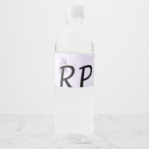 Purple glitter sparkle art add your initial letter water bottle label