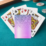 Purple Glitter Sparkle Glam Metal Monogram Name Playing Cards<br><div class="desc">Purple Faux Foil Metallic Sparkle Glitter Brushed Metal Monogram Name Playing Cards. This makes the perfect sweet 16 birthday,  wedding,  bridal shower,  anniversary,  baby shower or bachelorette party gift for someone that loves glam luxury and chic styles.</div>