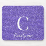 Purple Glitter Sparkle Glam Monogram Mouse Mat<br><div class="desc">Purple Glitter Sparkle Glam Monogram Mouse Pad with faux purple glitter and your custom name and monogram. Perfect for your glitter aesthetic!</div>