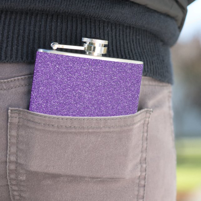 Purple Glitter, Sparkle, Glitter Background Hip Flask (In Situ)