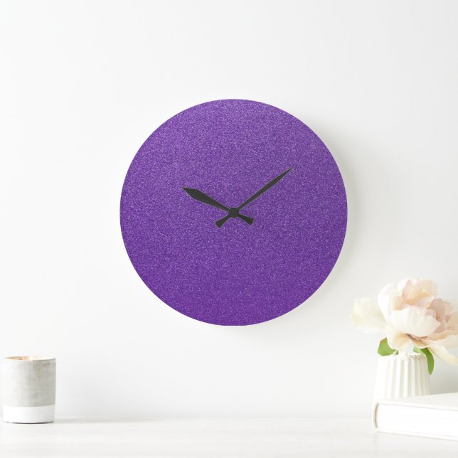 Purple Glitter, Sparkle, Glitter Background Large Clock (Home)