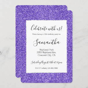 Purple Glitter Sparkle Invitation