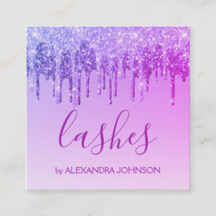 Purple Glitter Sparkle Lashes Square Business Card