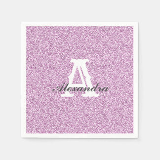 Purple Glitter & Sparkle Monogram  Napkin