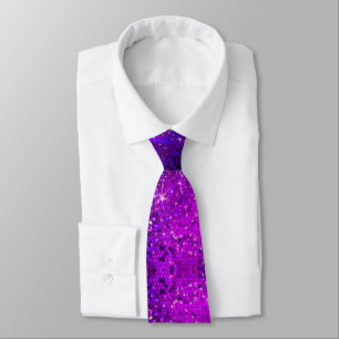 Purple Glitter Sparkle Sequin Bling Glam Fashion Tie