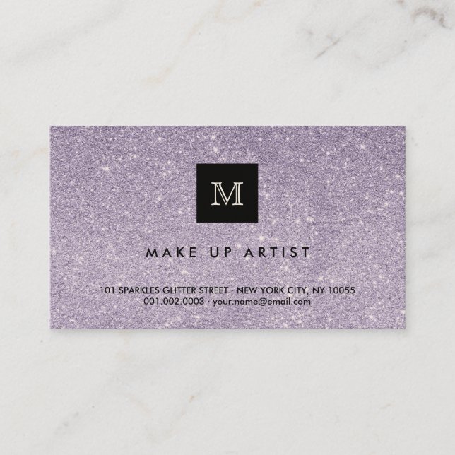 Purple Glitter Sparkles Modern Chic Profile Card (Front)