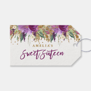 Purple Glitter Sparkling Amethyst Sweet 16 Tags