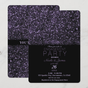 Purple Glitter Sparkling Lights Engagement Party Invitation