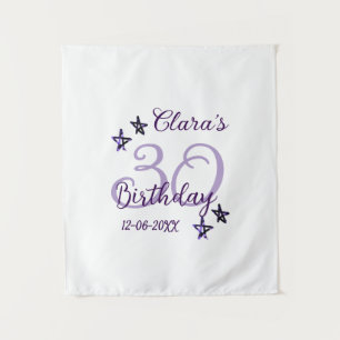Purple glitter stars 30th birthday modern retro tapestry