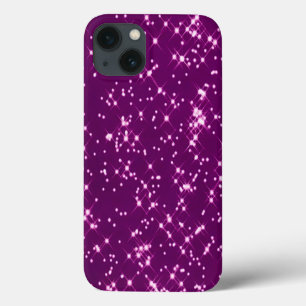 Purple glitter stars iPhone 13 case