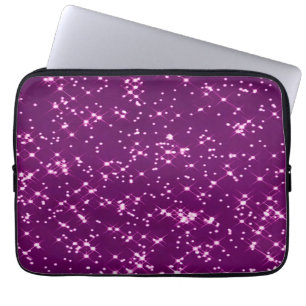 Purple glitter stars laptop sleeve