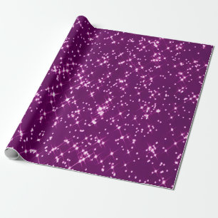 Purple glitter stars wrapping paper