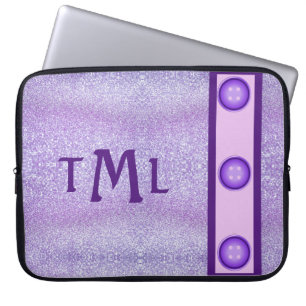 Purple Glitter Stylish Trendy Girly Personalised Laptop Sleeve