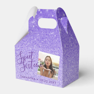 Purple Glitter Sweet 16 Chic Photo Favour Box