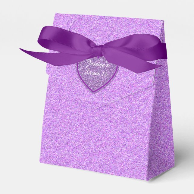 Purple Glitter Sweet 16 Favour Gift Box (Front Side)