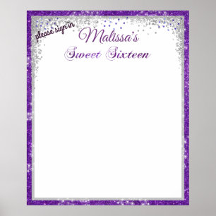 Purple Glitter Sweet Sixteen Sparkle Gems Poster