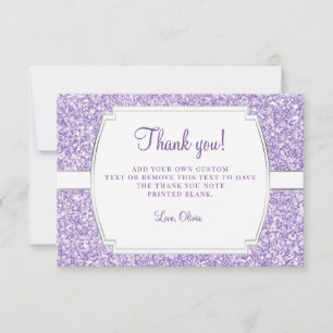 Purple Glitter Thank You Cards