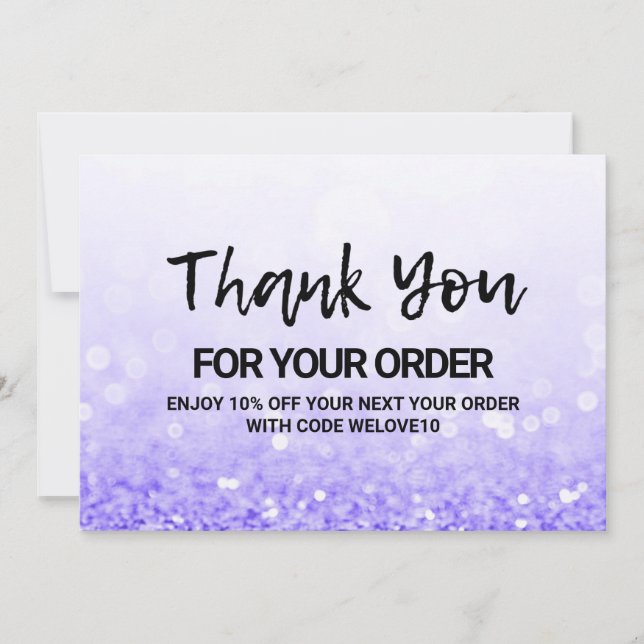 Purple Glitter Thank You Media Insert Card (Front)