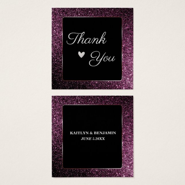 purple glitter thank you Profile Card (Front & Back)