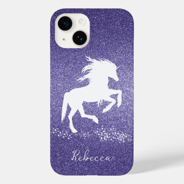 Purple Glitter Unicorn Case-Mate iPhone Case (Back)