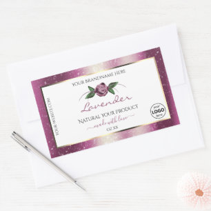 Purple Glitter White Floral Product Labels Logo