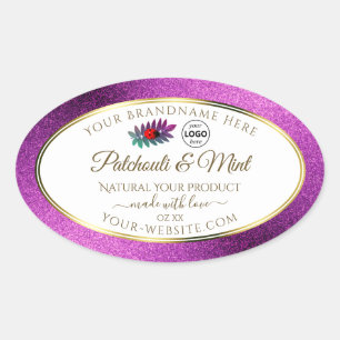 Purple Glitter White Product Labels Ladybug Logo