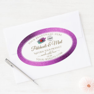 Purple Glitter White Product Labels Ladybug Logo