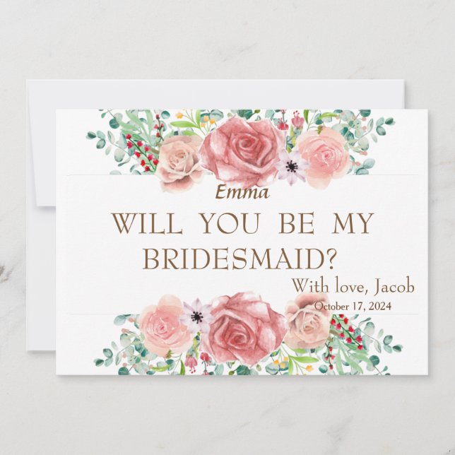 Purple Glitter Will You Be My Bridesmaid Invitatio Invitation (Front)