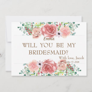 Purple Glitter Will You Be My Bridesmaid Invitatio Invitation
