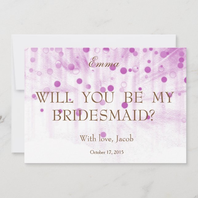 Purple Glitter Will You Be My Bridesmaid Invitation (Front)