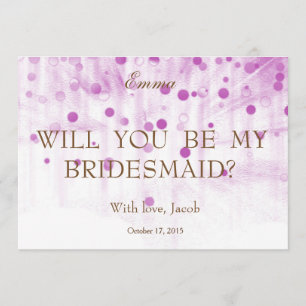 Purple Glitter Will You Be My Bridesmaid Invitation