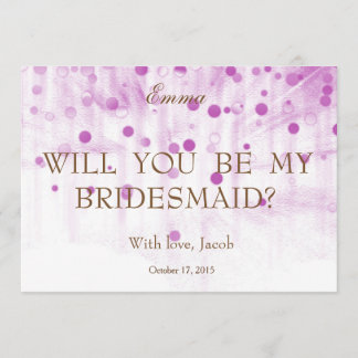 Purple Glitter Will You Be My Bridesmaid Invitation