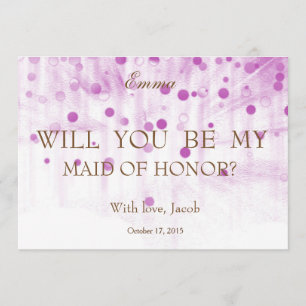 Purple Glitter Will You Be My MAID OF HONOR Invitation