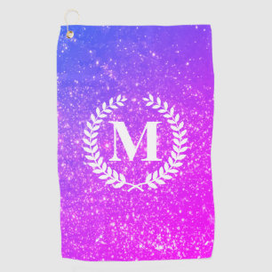 Purple Glitter With Monogram Golf Towel