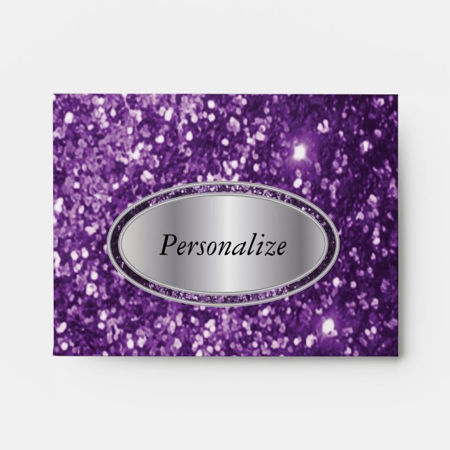 Purple Glitter with Silver Name Plate Envelope (Front)