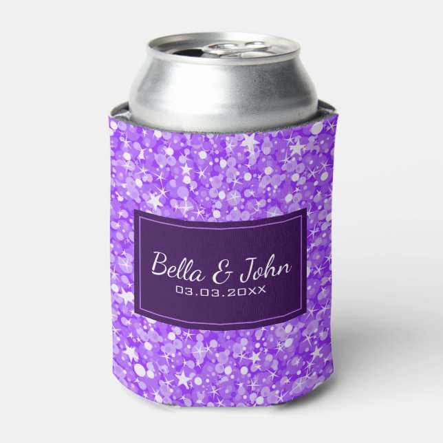 Purple Glitter With White Sparks Can Cooler (Can Front)