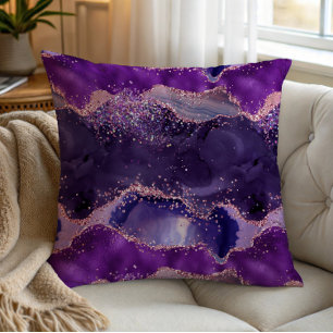 Purple Glittery Agate Texture Cushion