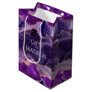 Purple Glittery Agate Texture Medium Gift Bag
