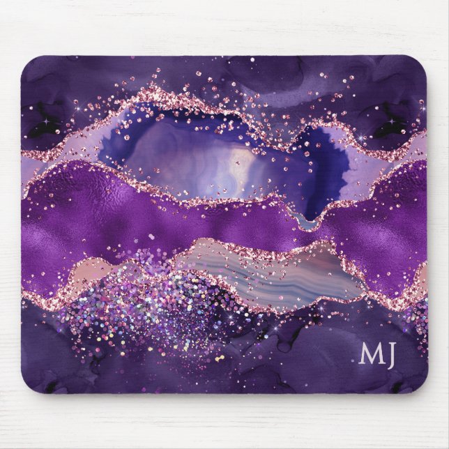 Purple Glittery Agate Texture Mouse Mat (Front)
