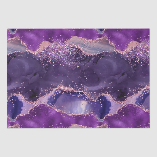 Purple Glittery Agate Texture Tissue Paper (Front)