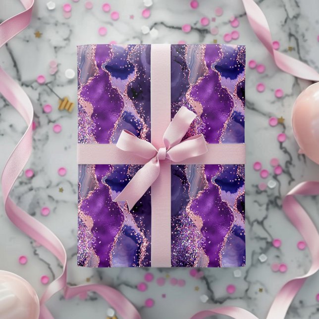 Purple Glittery Agate Texture Wrapping Paper (Creator Uploaded)
